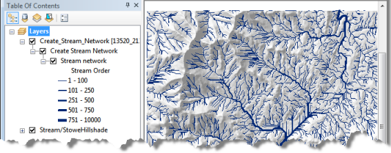 ArcMap after executing the Create Steam Network task